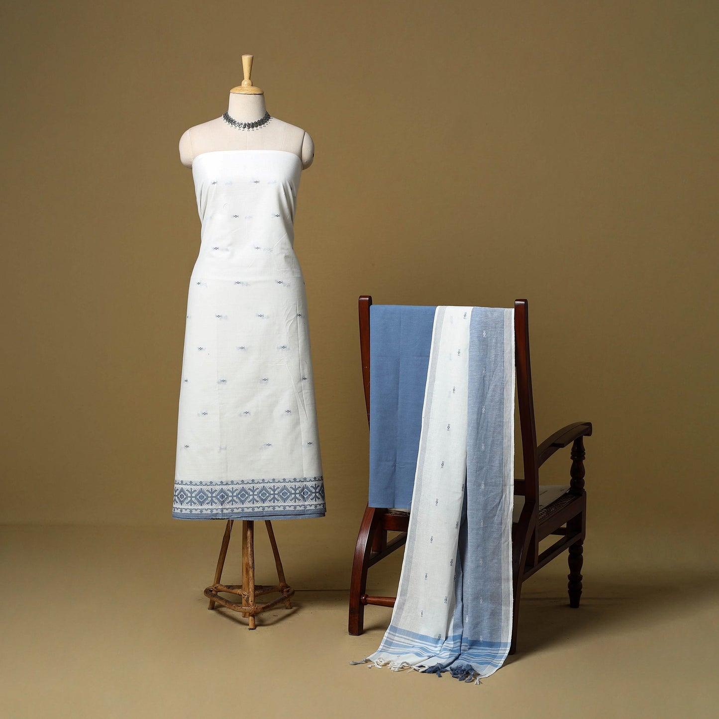 Pure cotton jacquard 3pc unstitched dress material 02