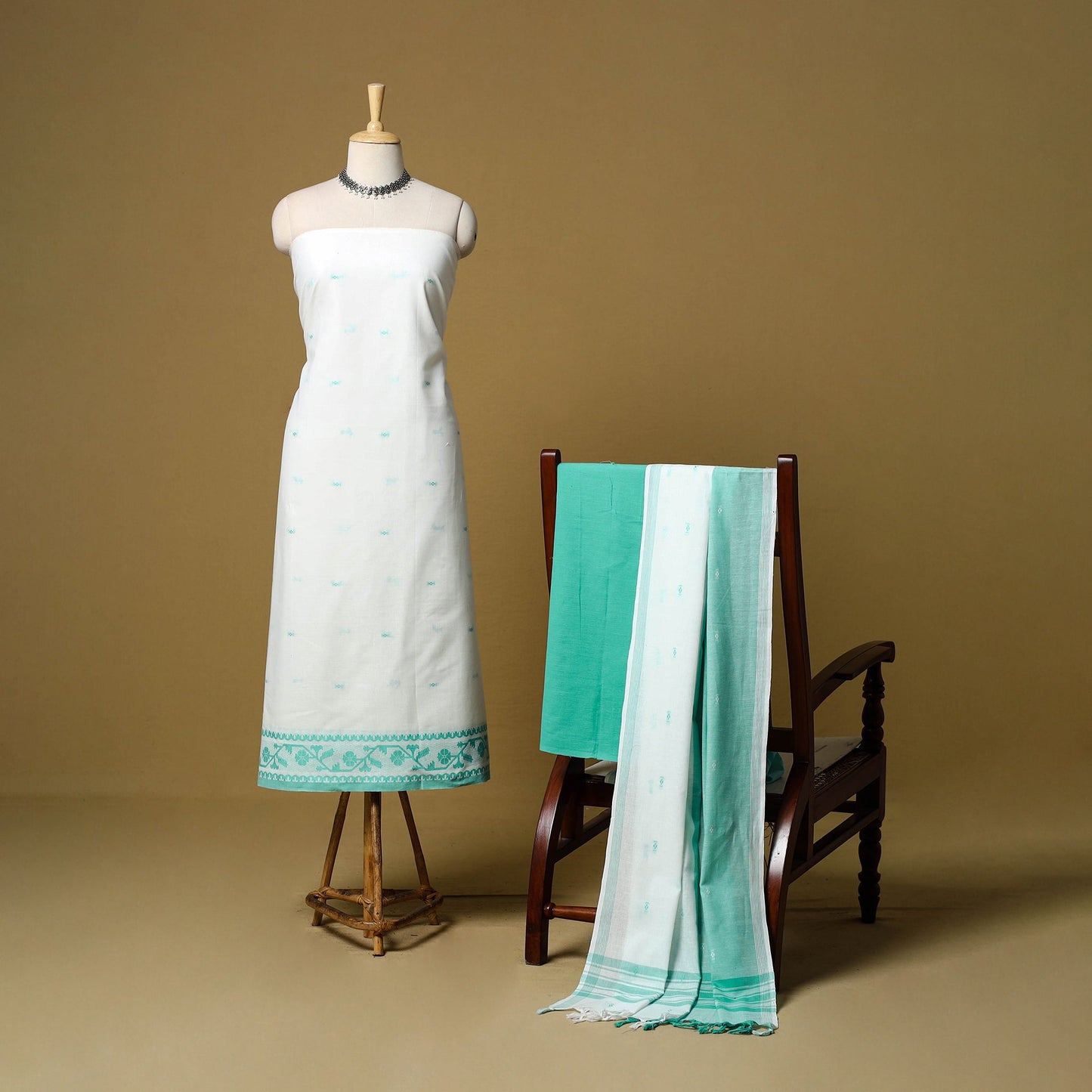 Pure cotton jacquard 3pc unstitched dress material 03