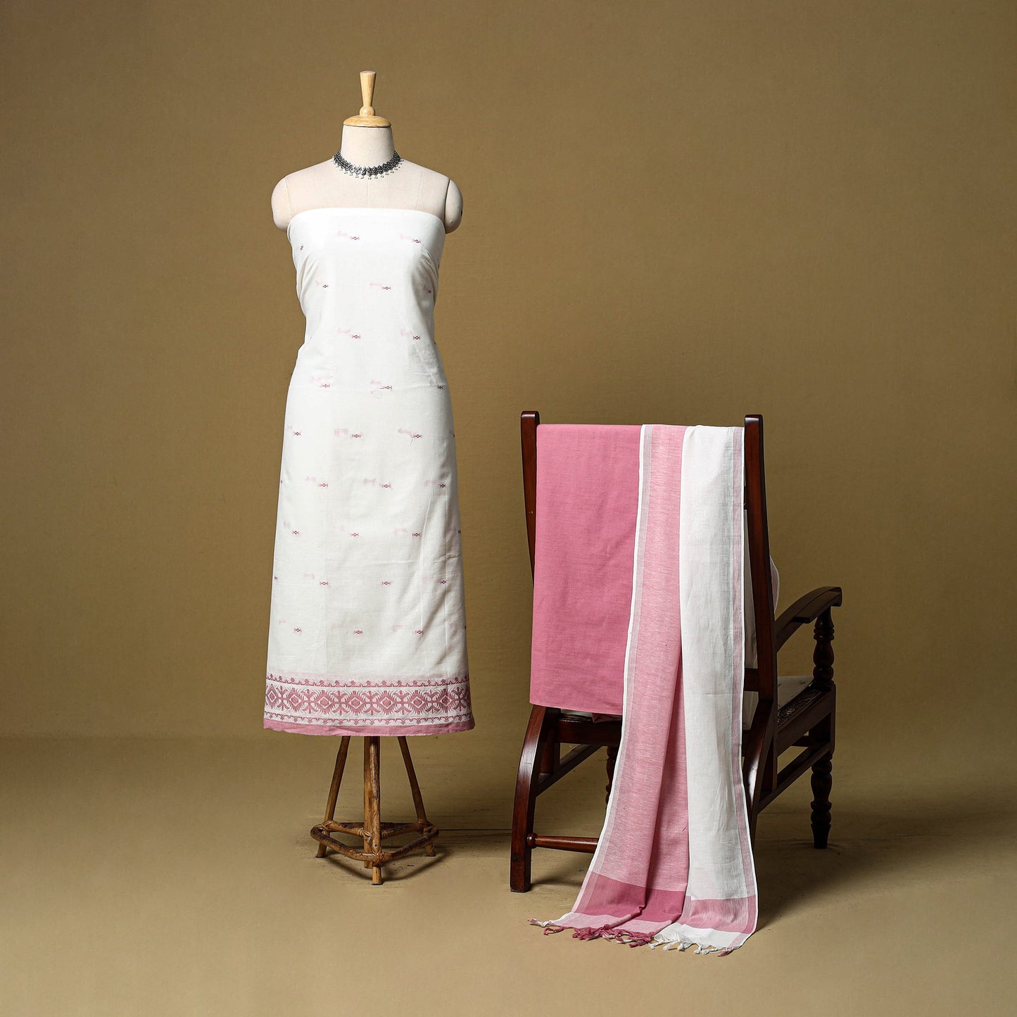 Pure cotton jacquard 3pc unstitched dress material 07