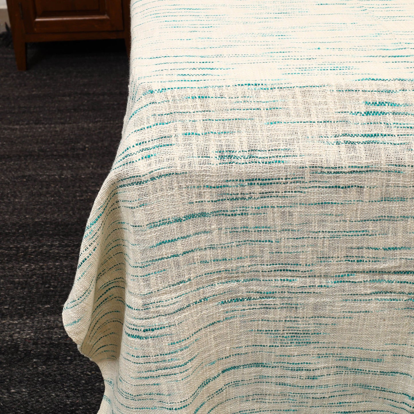 White - pure handloom cotton double bed cover from bijnor