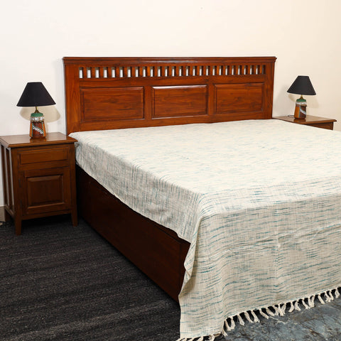 White - pure handloom cotton double bed cover from bijnor