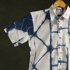 Pure mul cotton half sleeve tie-dye men shibori shirt 04