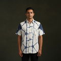 Pure mul cotton half sleeve tie-dye men shibori shirt 04