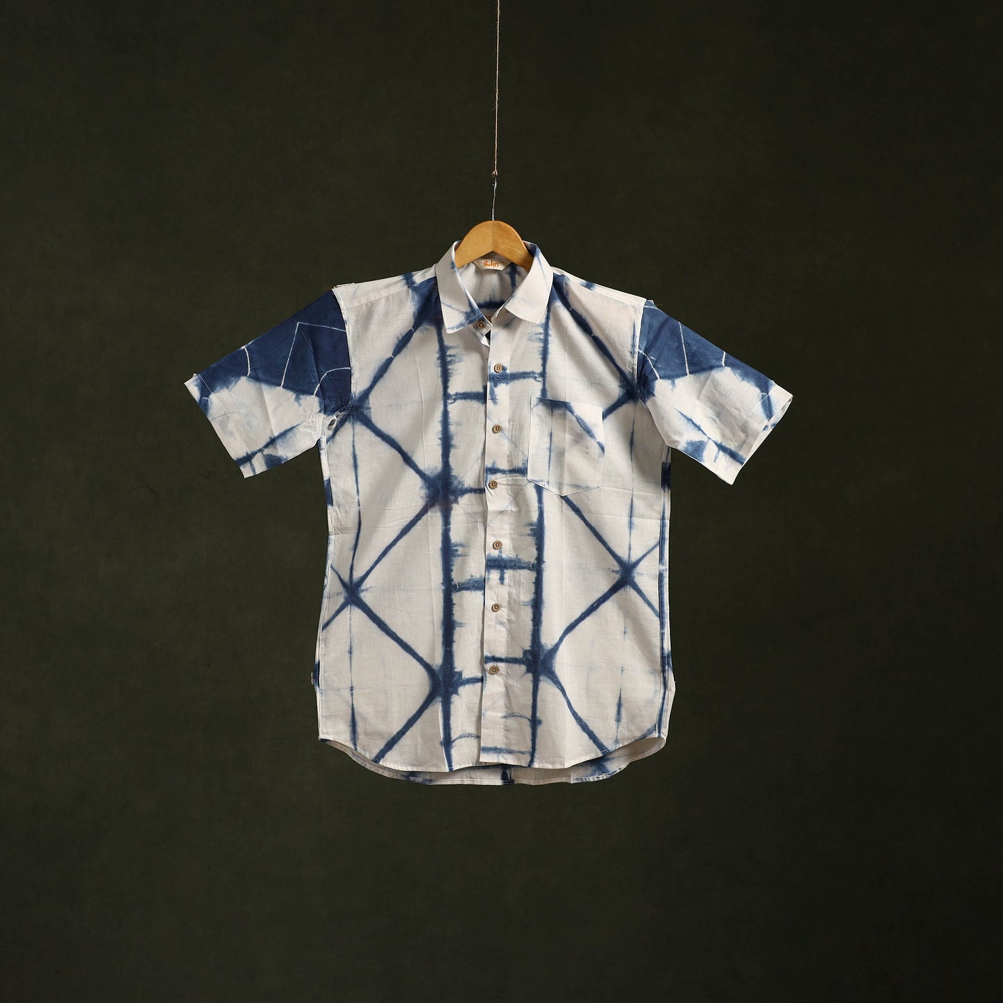 Pure mul cotton half sleeve tie-dye men shibori shirt 04
