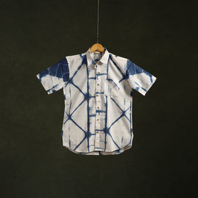 Pure mul cotton half sleeve tie-dye men shibori shirt 04