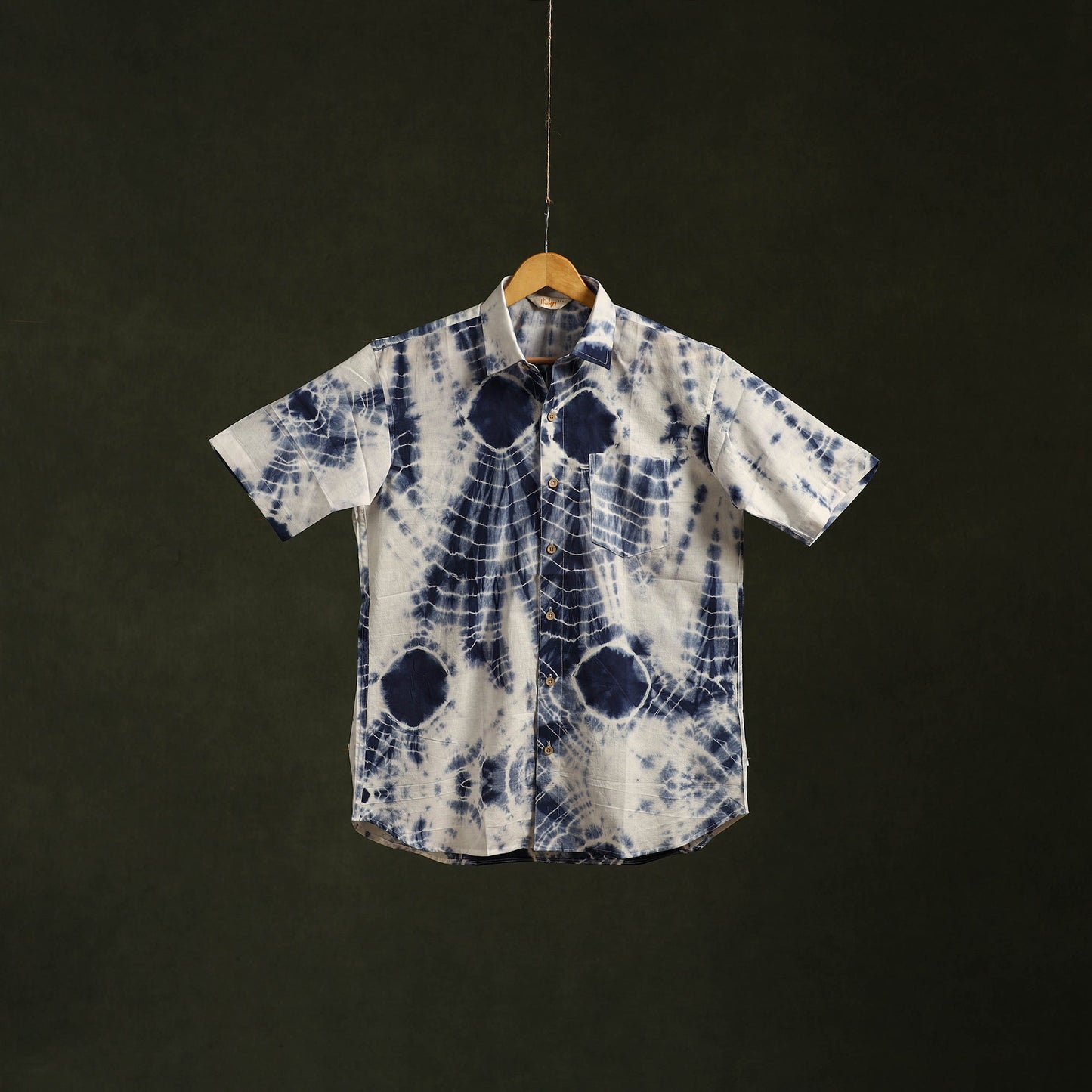 Pure mul cotton half sleeve tie-dye men shibori shirt 05