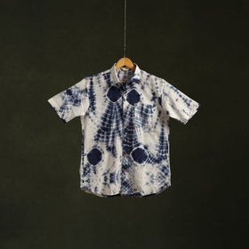 Pure mul cotton half sleeve tie-dye men shibori shirt 05