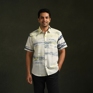 Pure mul cotton half sleeve tie-dye men shibori shirt 10