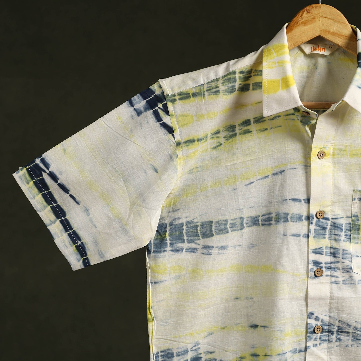 Pure mul cotton half sleeve tie-dye men shibori shirt 10