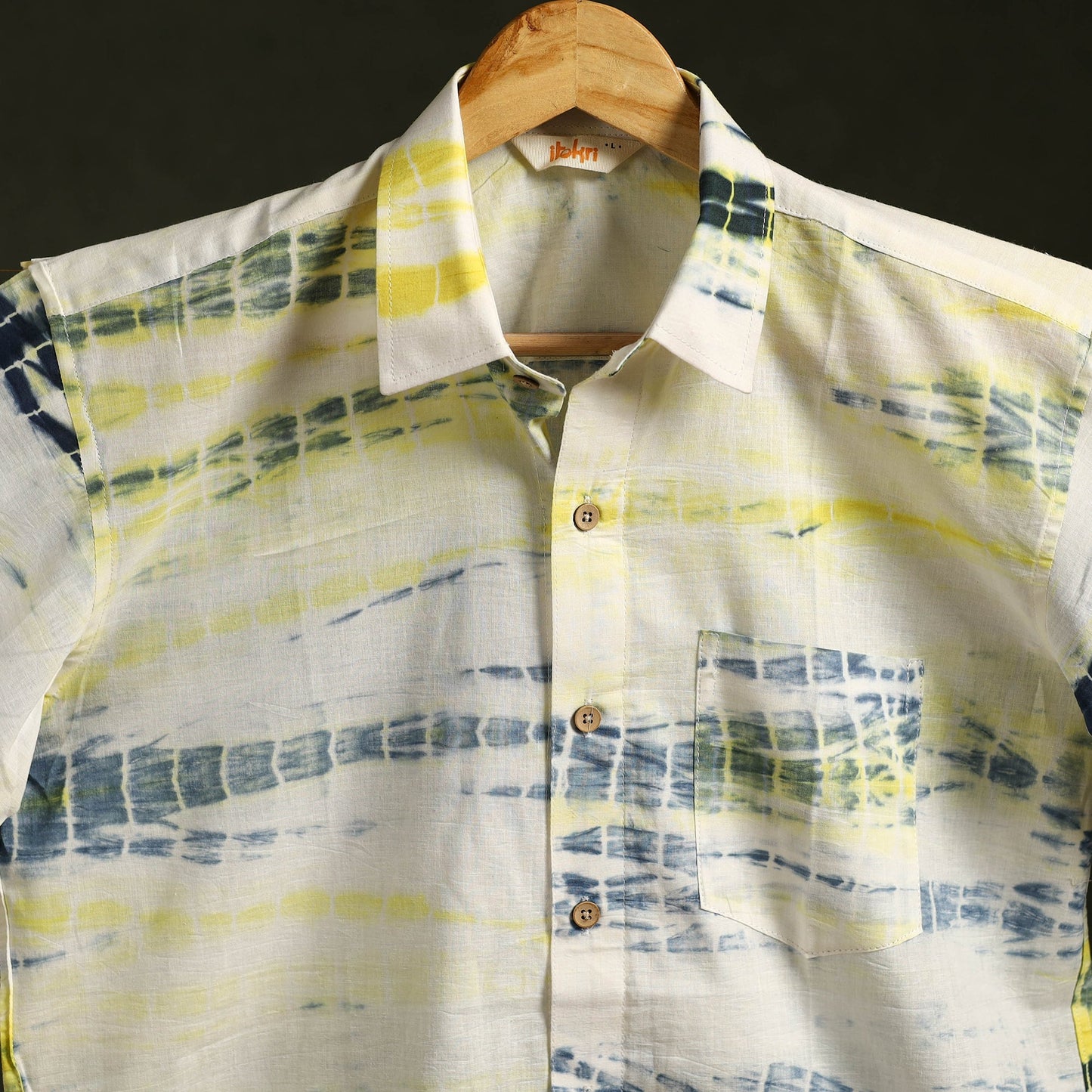 Pure mul cotton half sleeve tie-dye men shibori shirt 10