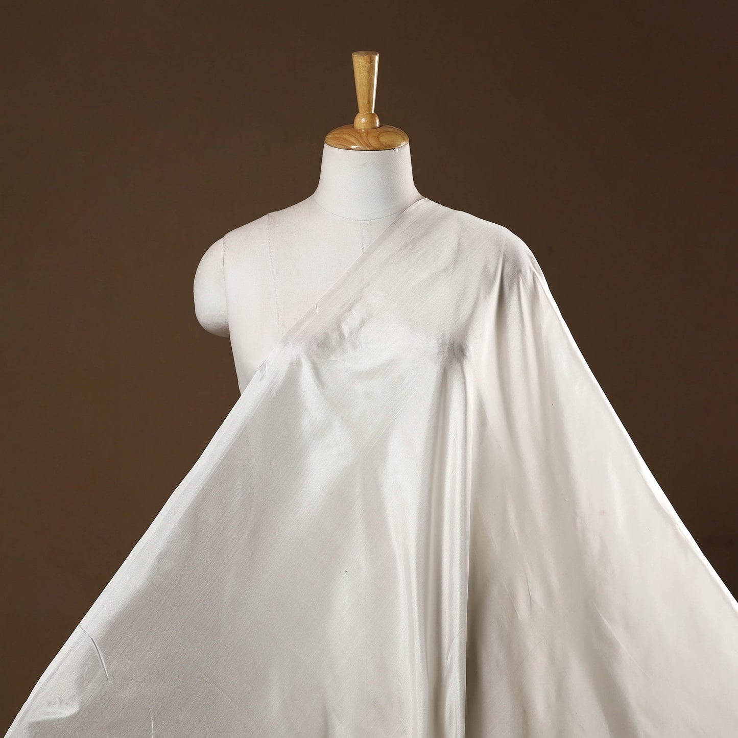 White - pure silk plain fabric 06 - handcrafted