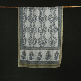 Pure wool hand block print sanganeri stole 06 - handcrafted