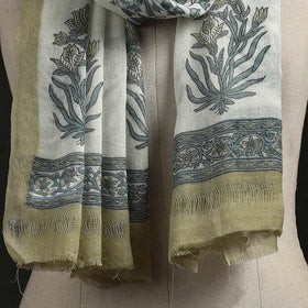 Pure wool hand block print sanganeri stole 06 - handcrafted