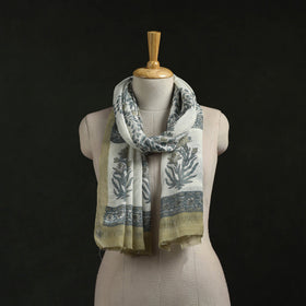 Pure wool hand block print sanganeri stole 06 - handcrafted