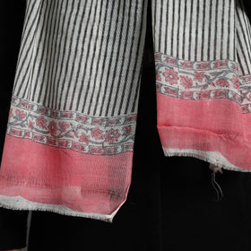 White - pure wool sanganeri stole 40 - handcrafted