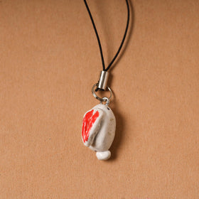 White - quirklets handpainted clay rabbit bag charm