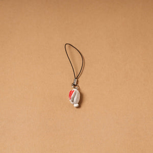White - quirklets handpainted clay rabbit bag charm