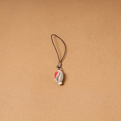 White - quirklets handpainted clay rabbit bag charm