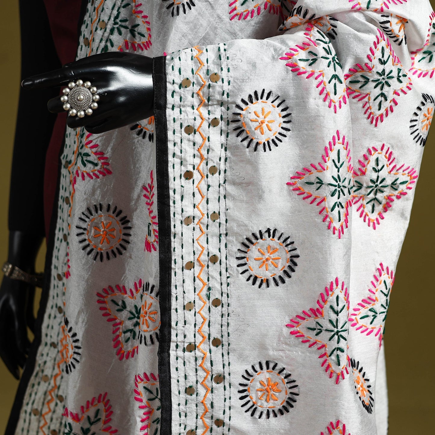 Ranihati chapa work chanderi silk hand embroidery dupatta