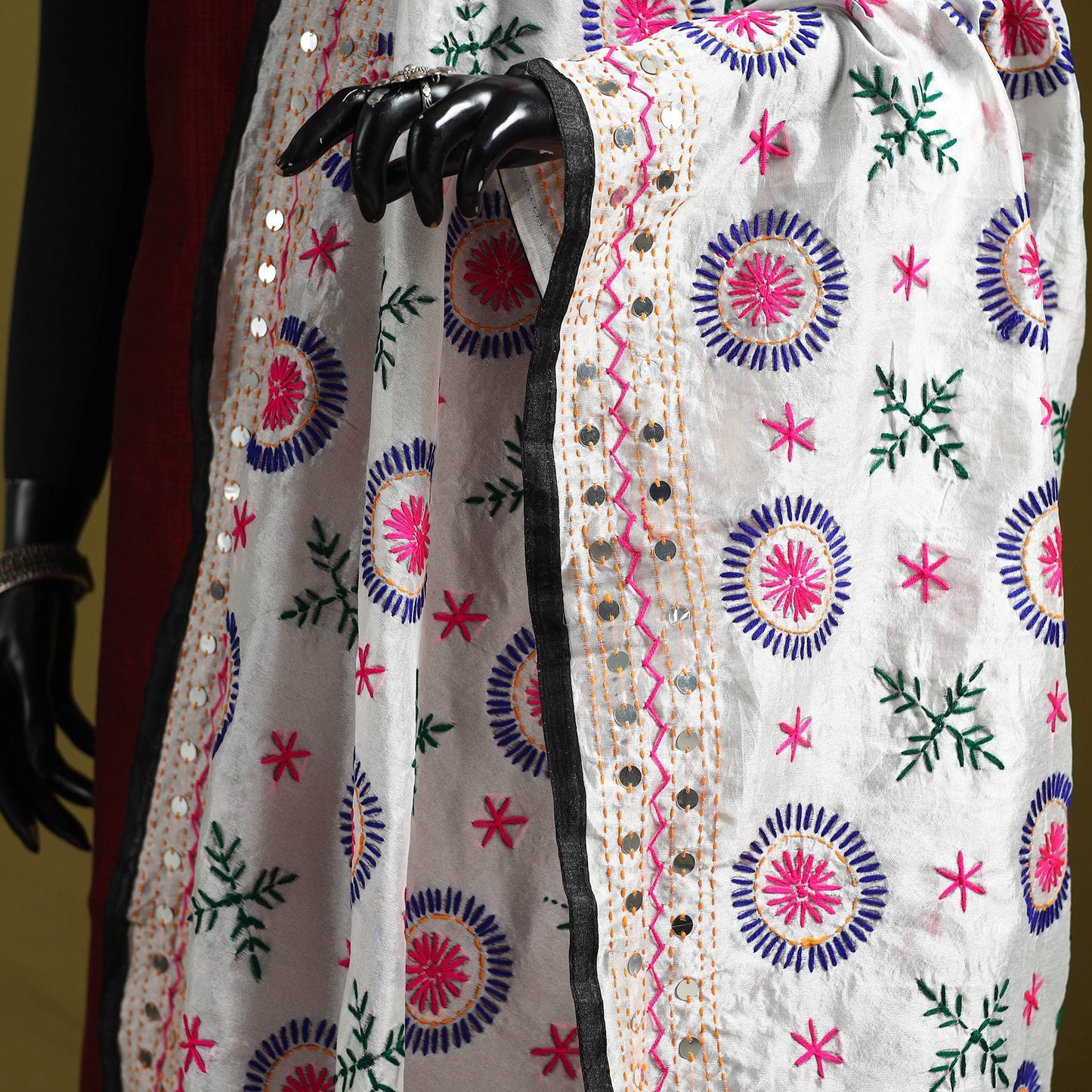 Ranihati chapa work chanderi silk hand embroidery dupatta