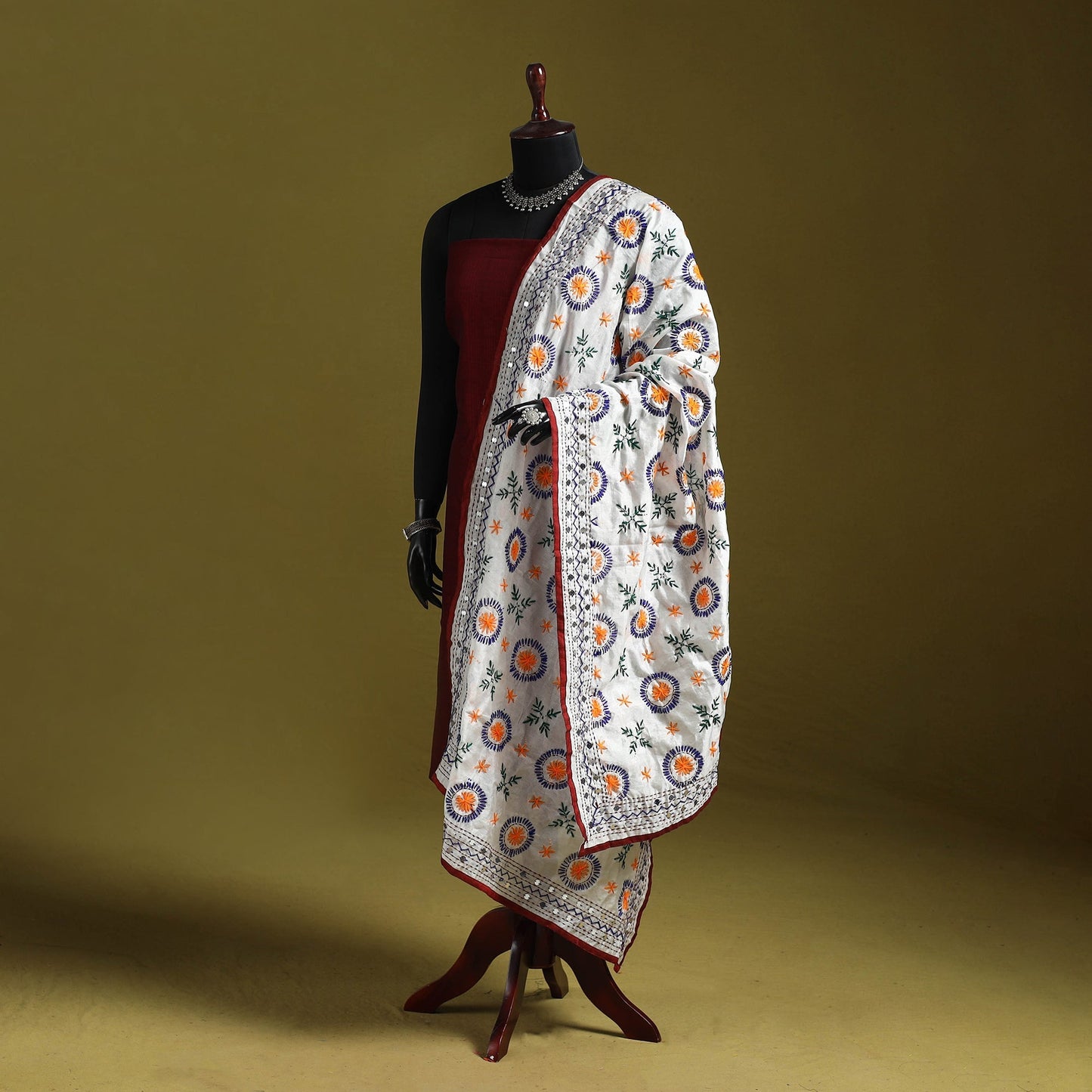 Ranihati chapa work chanderi silk hand embroidery dupatta