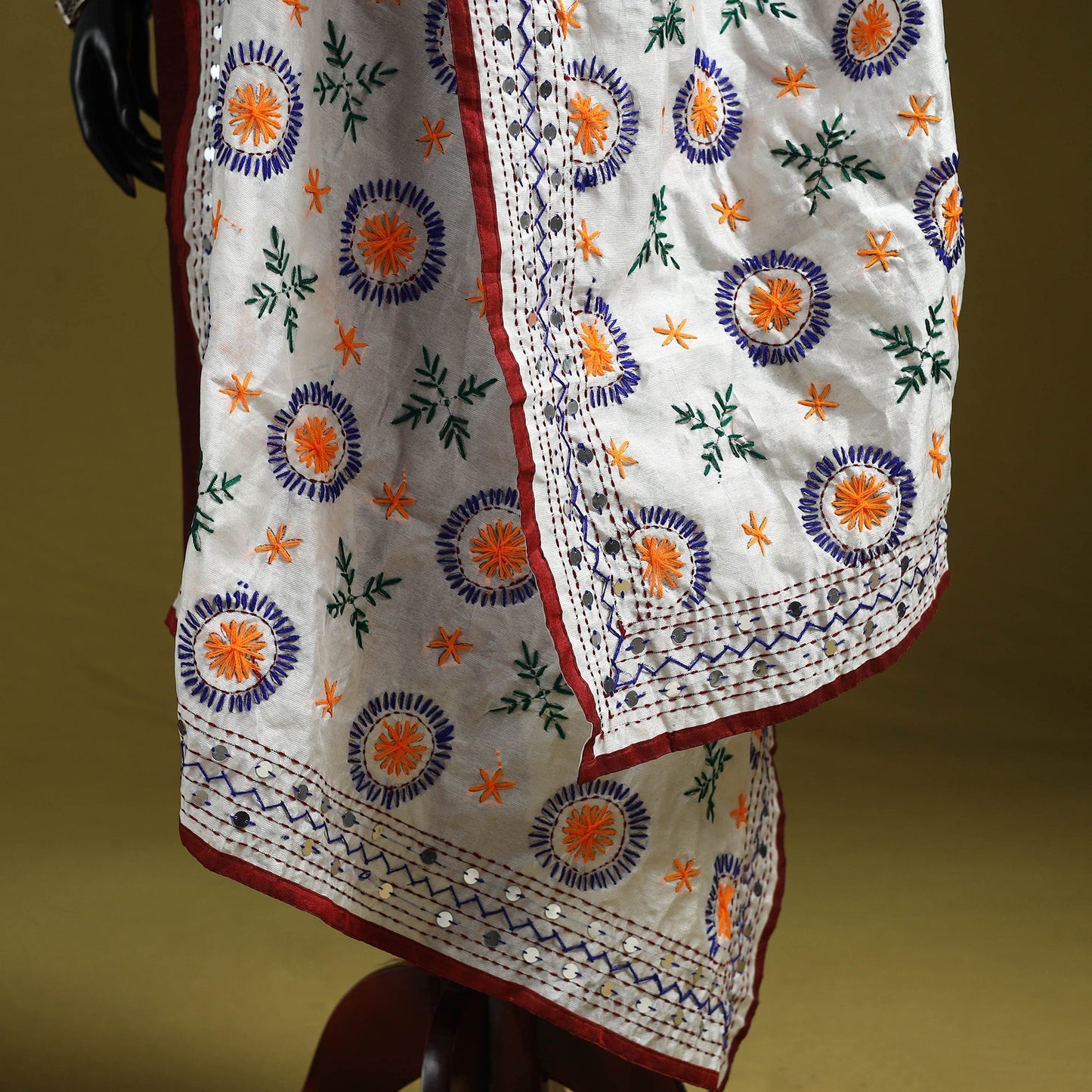 Ranihati chapa work chanderi silk hand embroidery dupatta