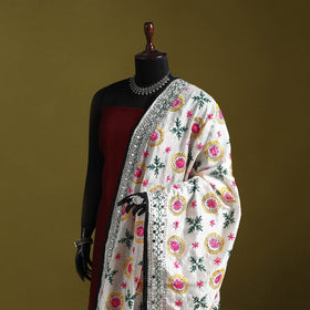 Ranihati chapa work chanderi silk hand embroidery dupatta