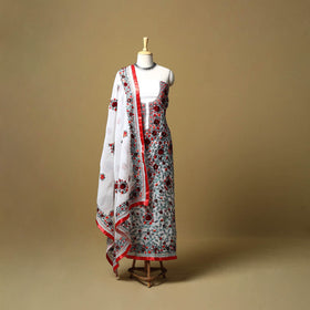 White - ranihati chapa work hand embroidery georgette 3pc