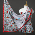 White 3pc Hand Embroidery Georgette Phulkari Dress Material
