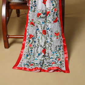 White - ranihati chapa work hand embroidery georgette 3pc