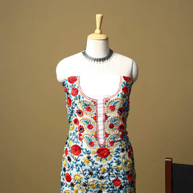 White - ranihati chapa work hand embroidery georgette 3pc