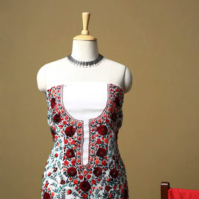 White - ranihati chapa work hand embroidery georgette 3pc