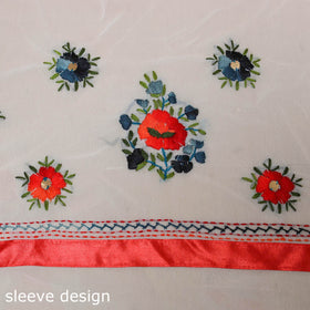 White - ranihati chapa work hand embroidery georgette 3pc