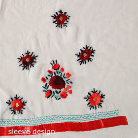 White - ranihati chapa work hand embroidery georgette 3pc