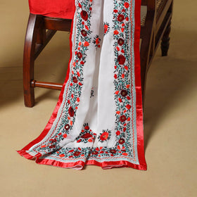 White - ranihati chapa work hand embroidery georgette 3pc