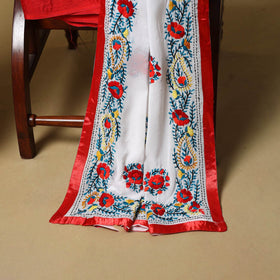 White - ranihati chapa work hand embroidery georgette 3pc