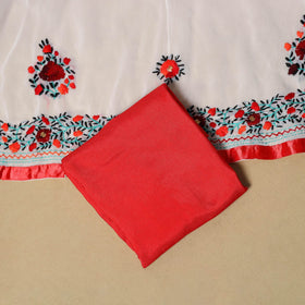 White - ranihati chapa work hand embroidery georgette 3pc