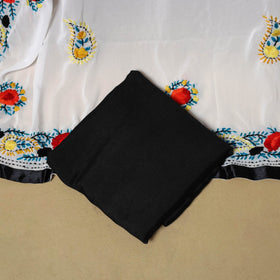 White - ranihati chapa work hand embroidery georgette 3pc