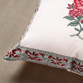 Buy Rose Block Print Cotton Sanganeri Cushion Cover