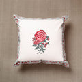 Buy Rose Block Print Cotton Sanganeri Cushion Cover