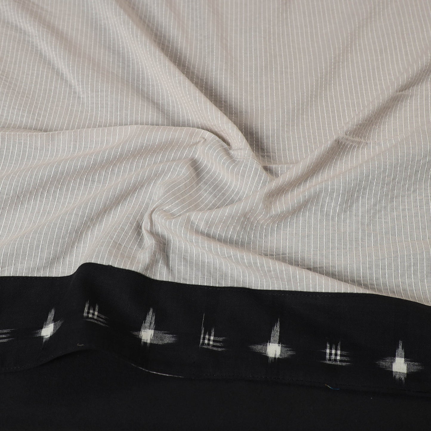 White Running Stitch Plain Cotton Blouse Piece