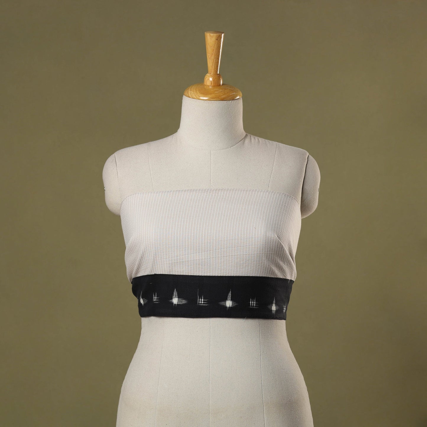 White Running Stitch Plain Cotton Blouse Piece