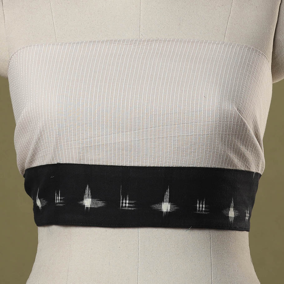 White Running Stitch Plain Cotton Blouse Piece