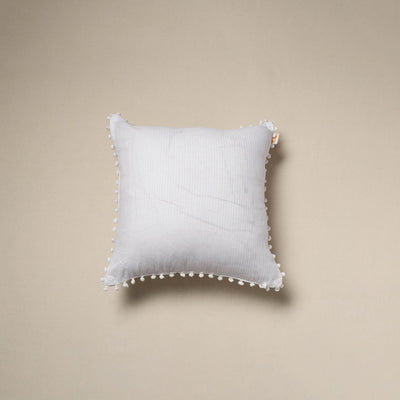 Running stitch plain cotton cushion cover 11 - handcrafted