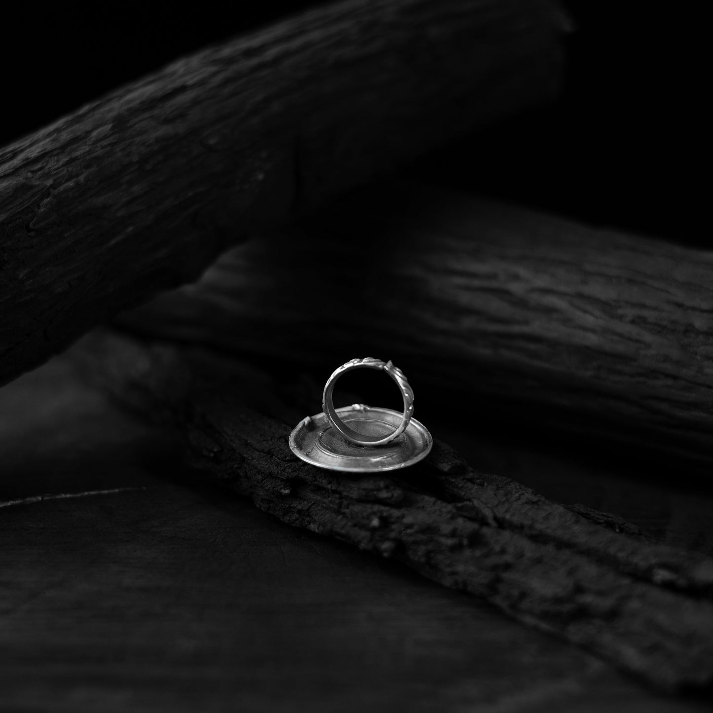 White - saanjh bela aarunya oxidised ring - handcrafted