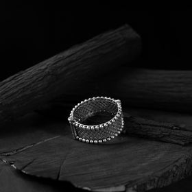 White - saanjh bela blossom oxidised bangle - handcrafted