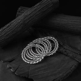 White - saanjh bela camel motif oxidised bangle (set of 4)