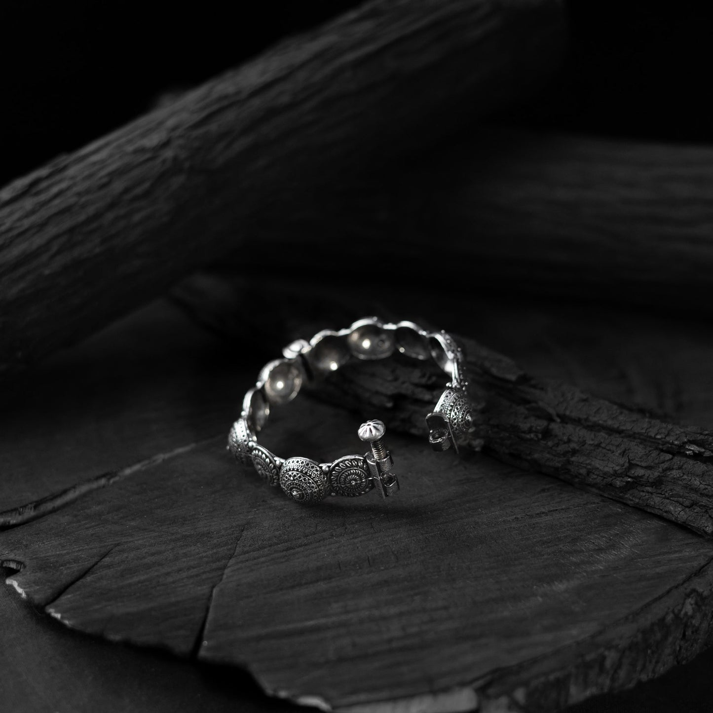 White - saanjh bela chakra oxidised bangle - handcrafted