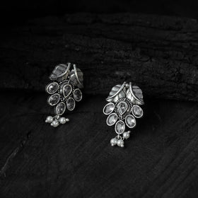 White - saanjh bela crystal leaves oxidised necklace set