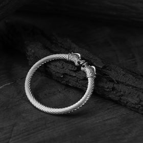 White - saanjh bela dragon oxidised bangle - handcrafted